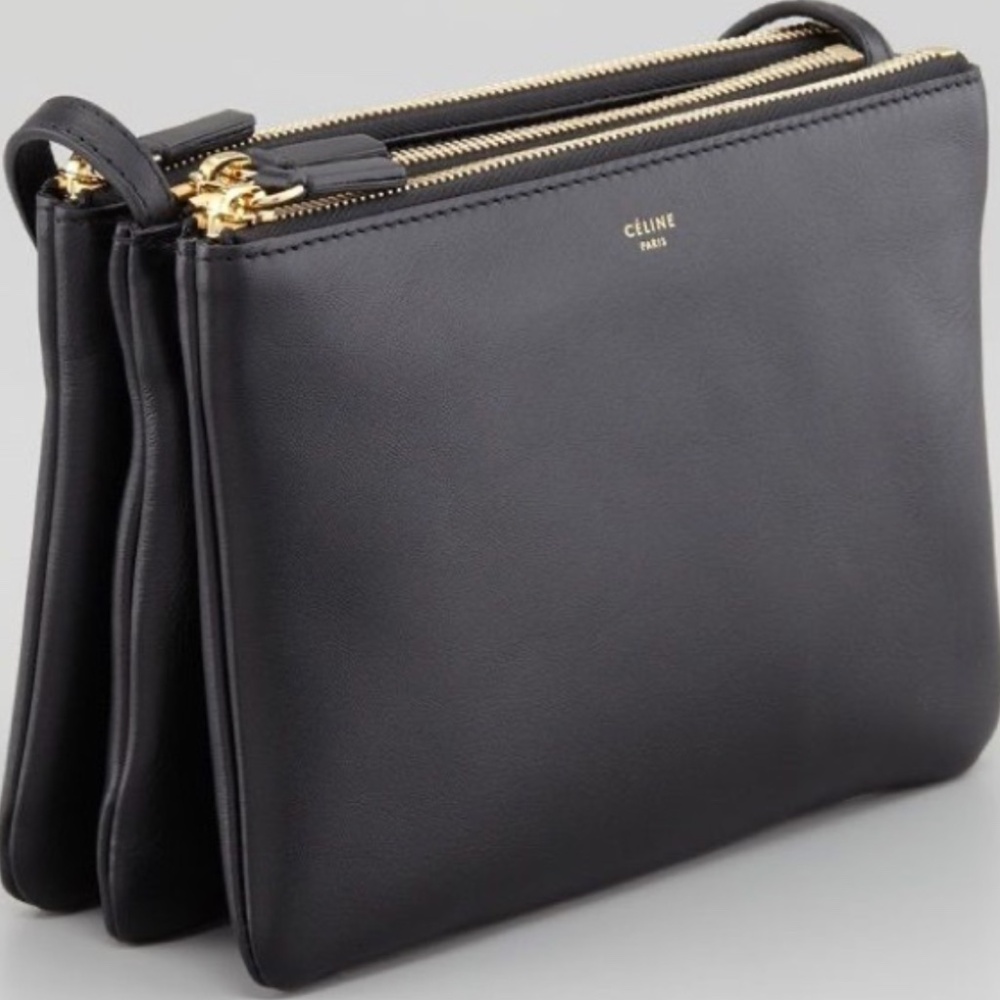 Small Black Lambskin Celine Trio W/Dustbag